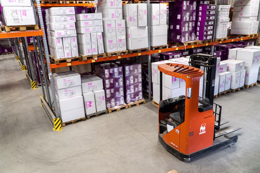 Courier packages prepared for delivery